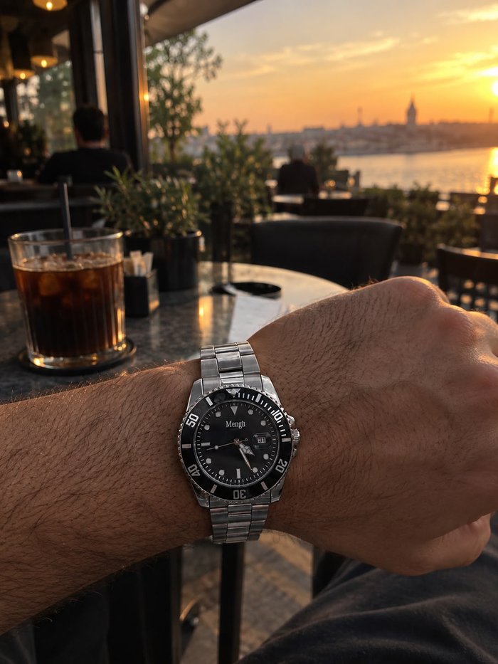 Sarp P. — bileğinde Mengü saati